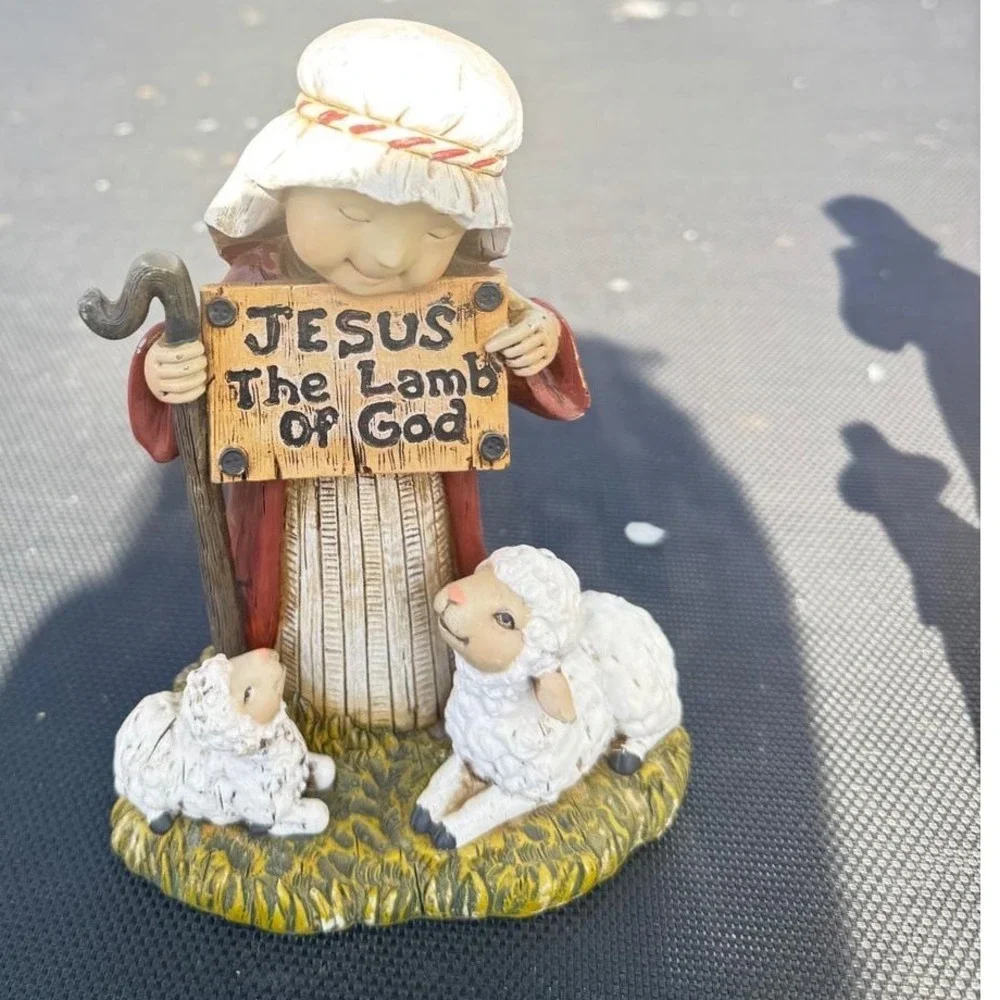 Vintage Style Thanksgiving Pilgrim Harvest Figurine Set‎ Religious Folk Art 7pc